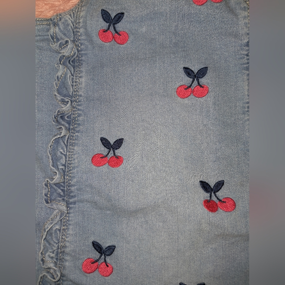 Palomino Denim Dress with Cherry Embroidery - Picture 2 of 7